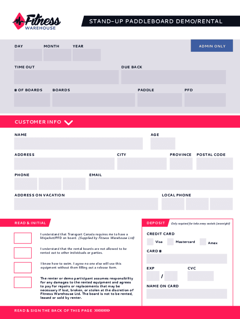 Fillable Online Stand Up Paddleboard Rentals Outer BanksKitty Hawk