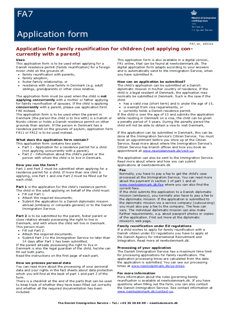 Fillable Online Danish residence permit (family reunification) for a