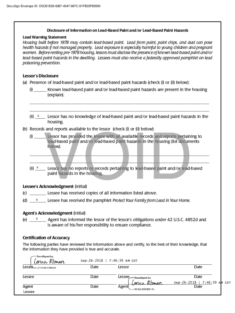 Fillable Online Seller 's Disclosure of Information on LeadBased Paint andDisclosure of