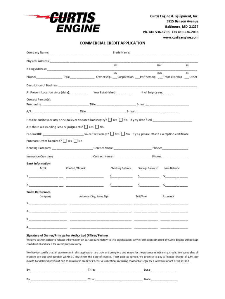 Fillable Online Curtis Engine & Equipment, Inc Fax Email Print - pdfFiller
