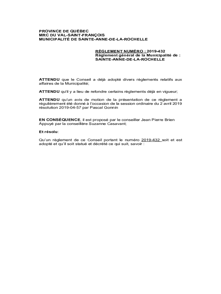 Remplissable En Ligne MUNICIPALIT DE SAINTEANNEDELAROCHELLE Faxer Email Imprimer pdfFiller