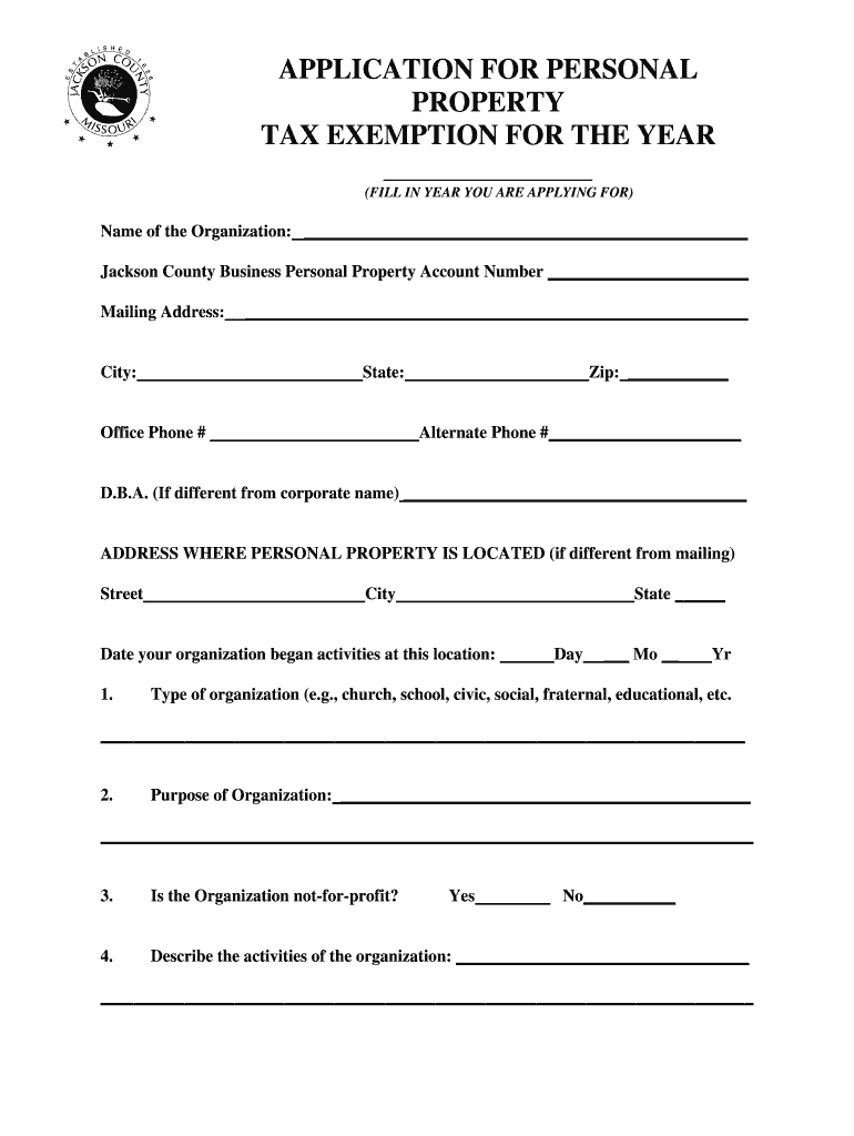 Fillable Online jacksongov Personal Property Tax Exemption JacksonGov