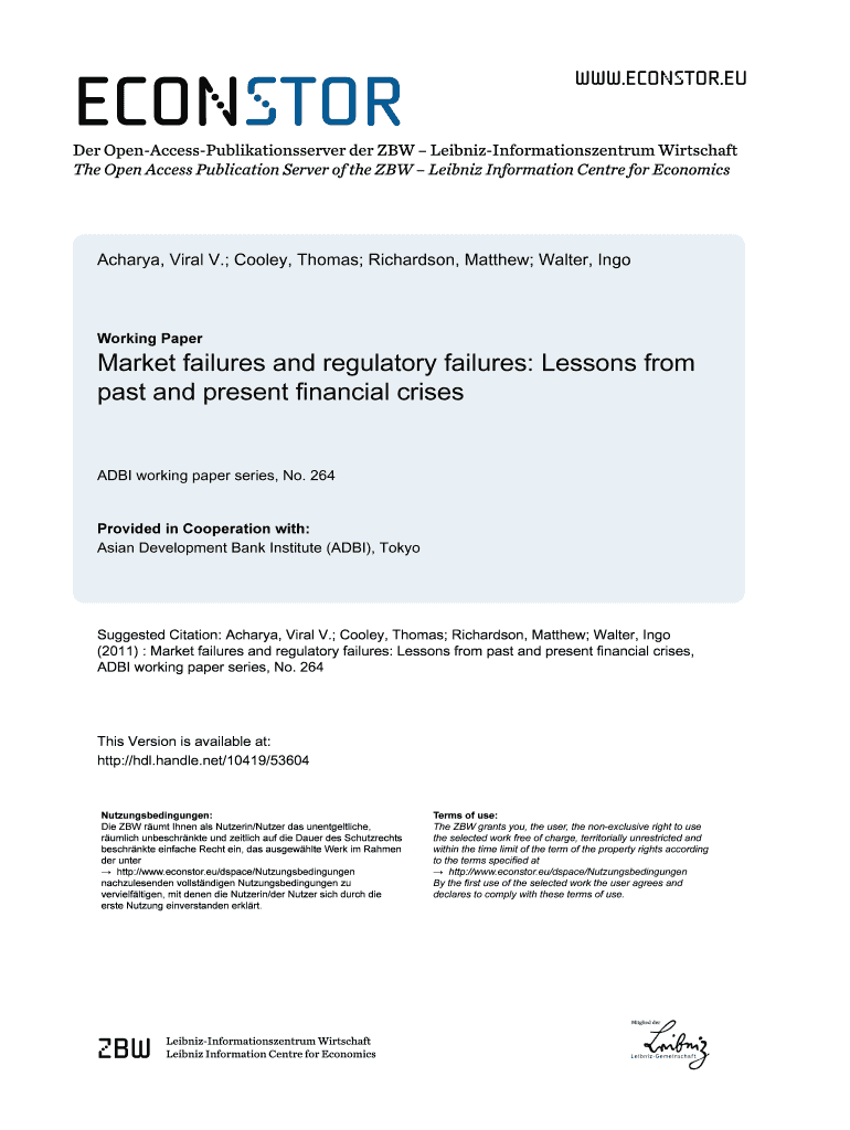 Fillable Online econstor Market Failures and Regulatory Failures