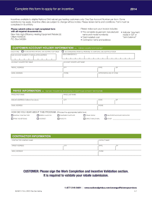 Fillable Online Residential natural gas rebate form - National Grid Fax
