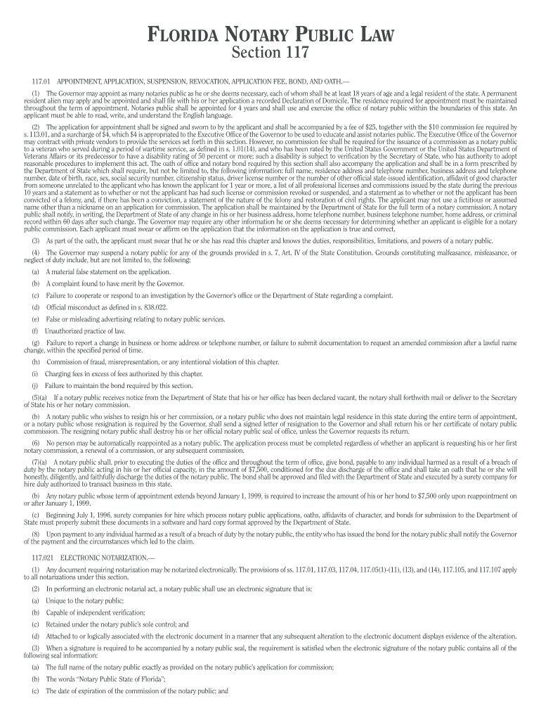 Fillable Online BFloridab Notary Public Laws Budget Notary Fax Email