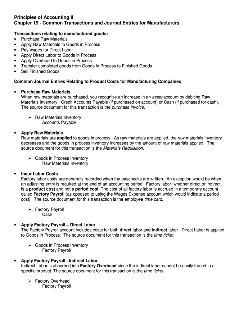 Fillable Online Chapter 19 Common Transactions and Journal Entries