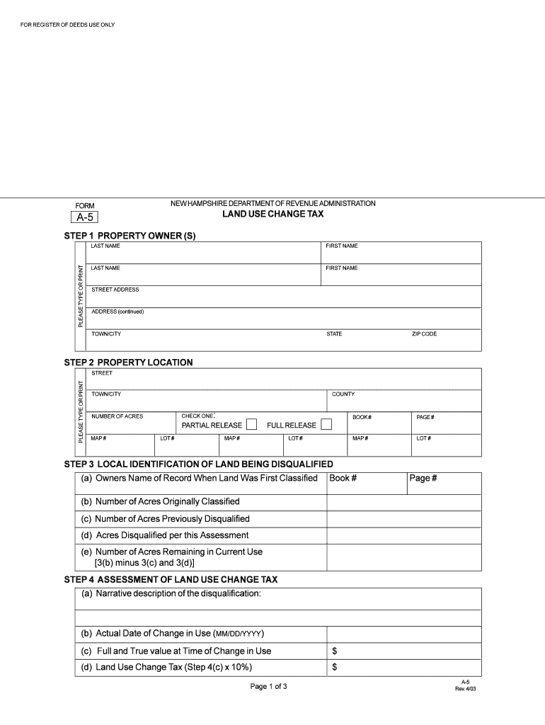 Fillable Online 208 112 52 Land Use Change Tax Form May 6, 2008 Fax