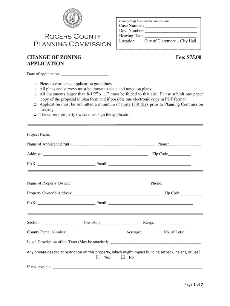 Fillable Online Zoning Application Rogers County Fax Email Print pdfFiller