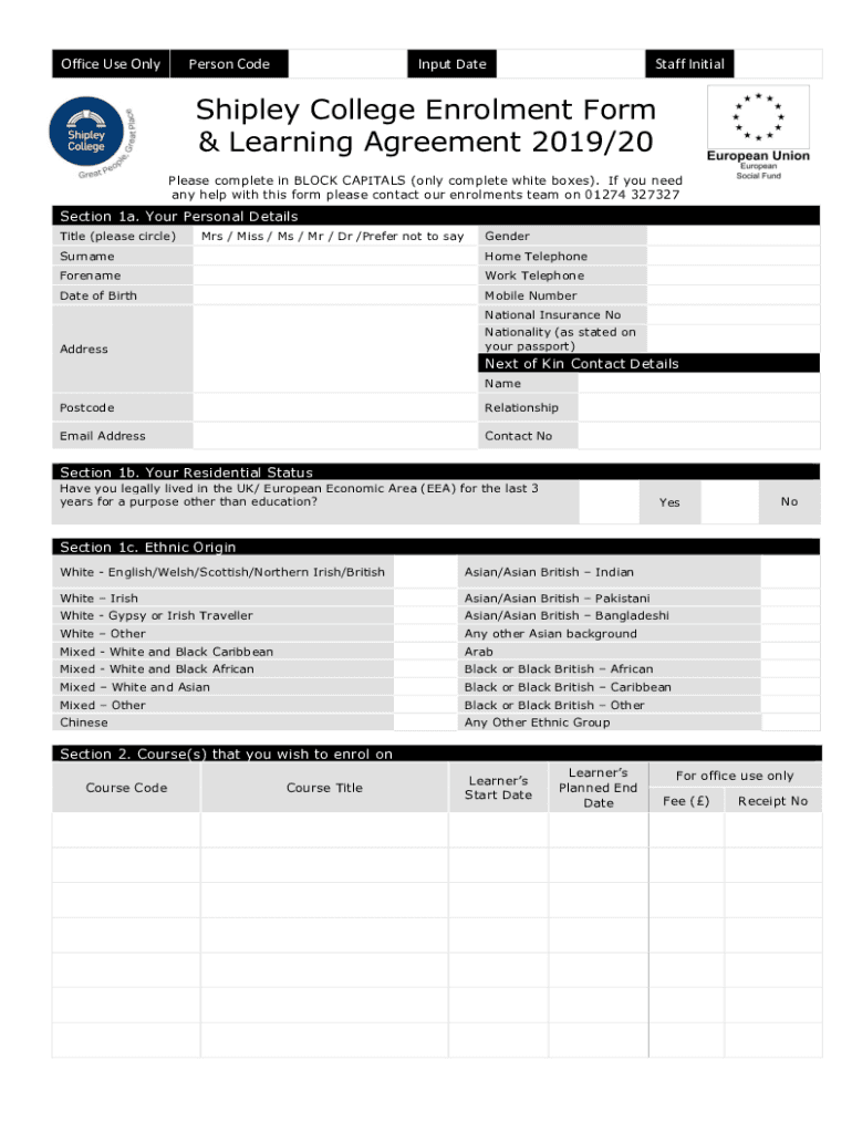 Fillable Online Shipley College Application Form Fax Email Print