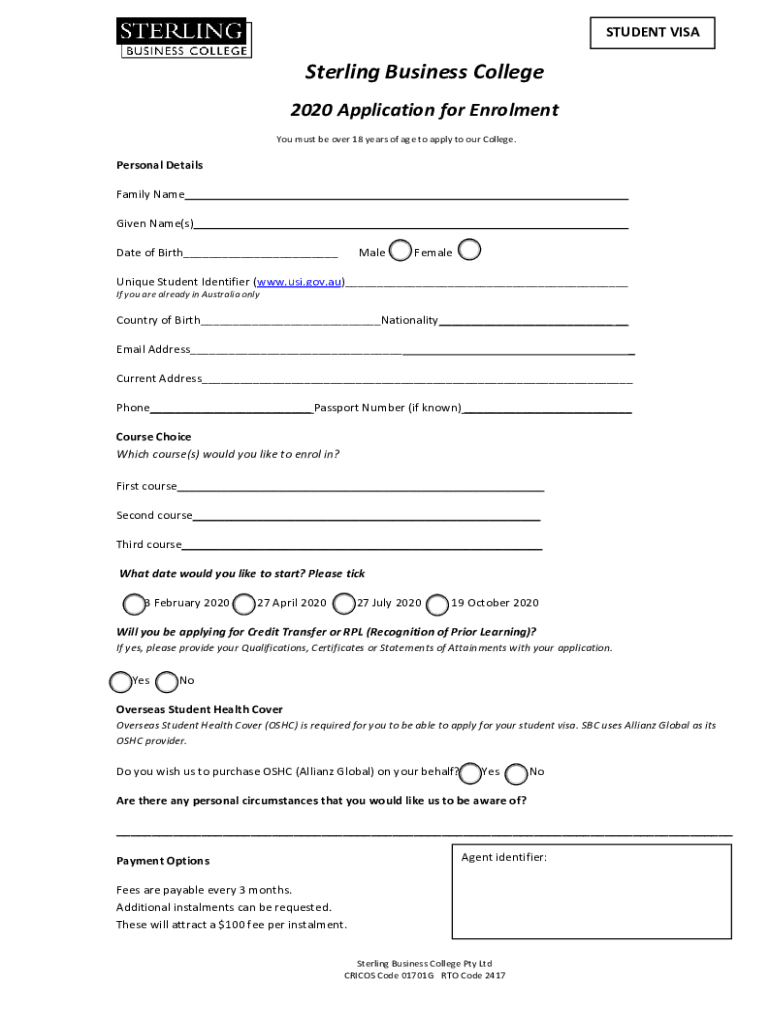 Fillable Online Student Visa Requirement, Fees and Application