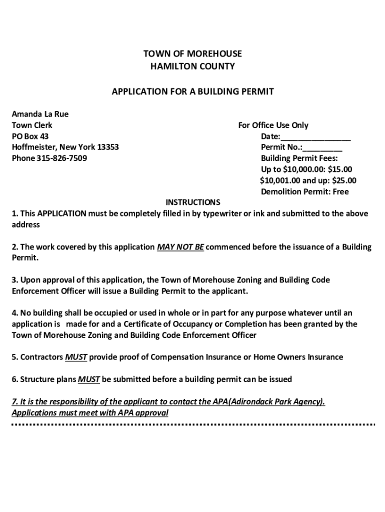 Fillable Online Building Permit Application 2019 Fax Email Print