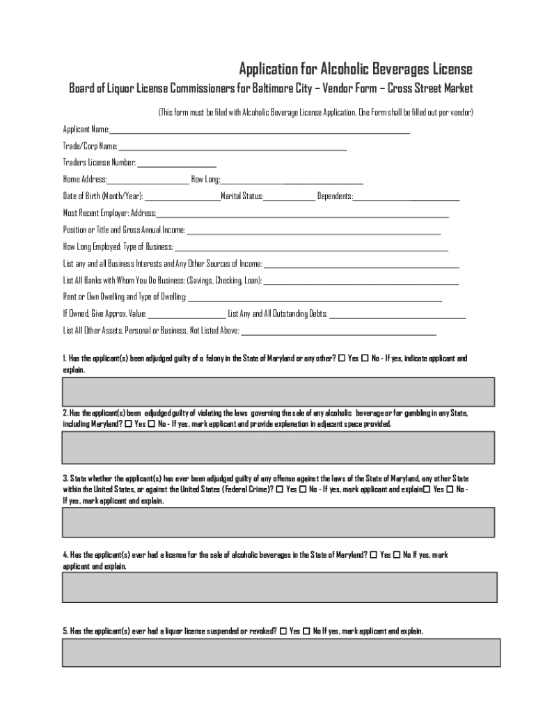 Fillable Online OFFICE USE ONLY Application for Alcoholic Beverages