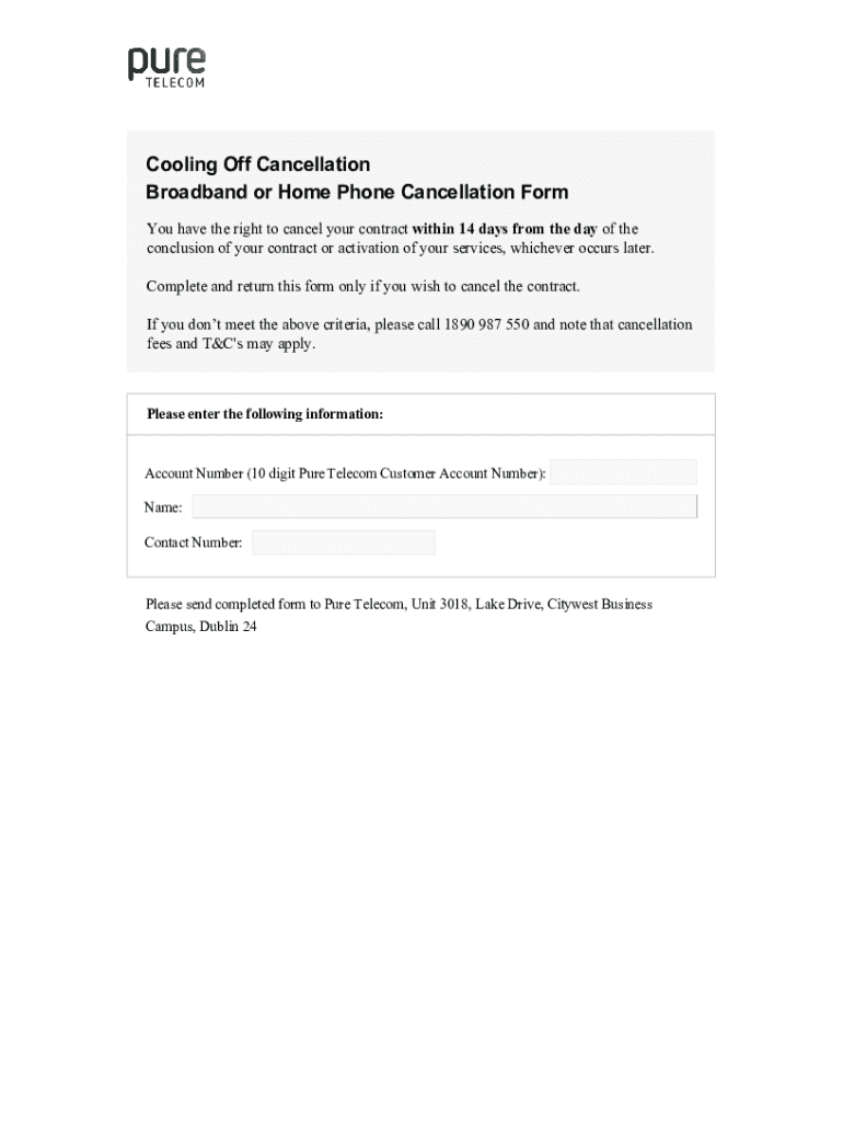Fillable Online Cooling Off Period Cancellation Form.doc Fax Email