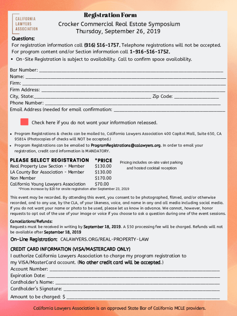 Fillable Online Crocker Commercial Real Estate SymposiumCalifornia