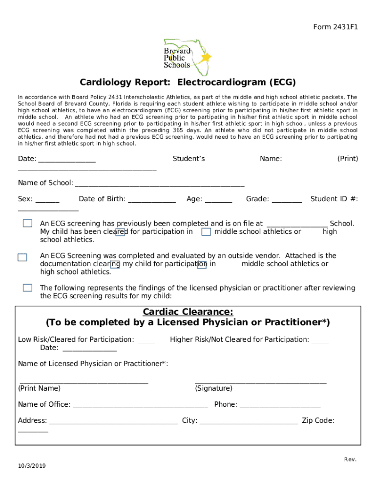 Cardiology Report Electrocardiogram (ECG) Doc Template pdfFiller