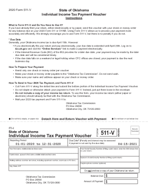 Fillable Online Oklahoma Form 511-V (Oklahoma Individual Income Tax