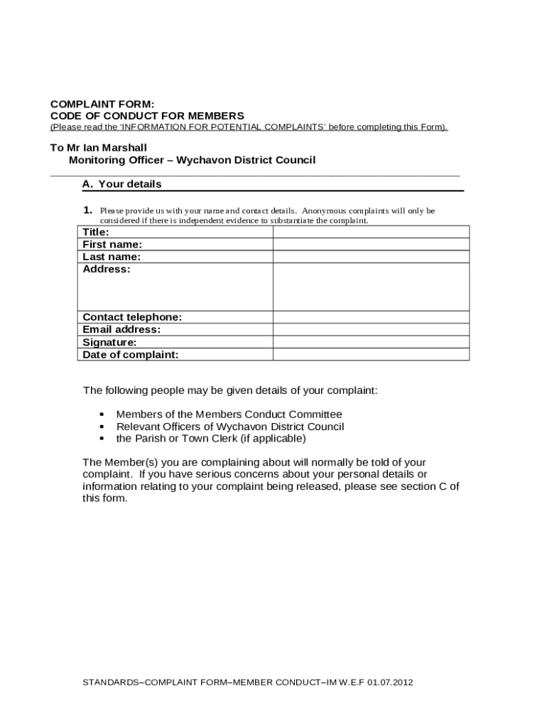 Croydon Council COMPLAINT CODE OF CONDUCT FOR Doc Template
