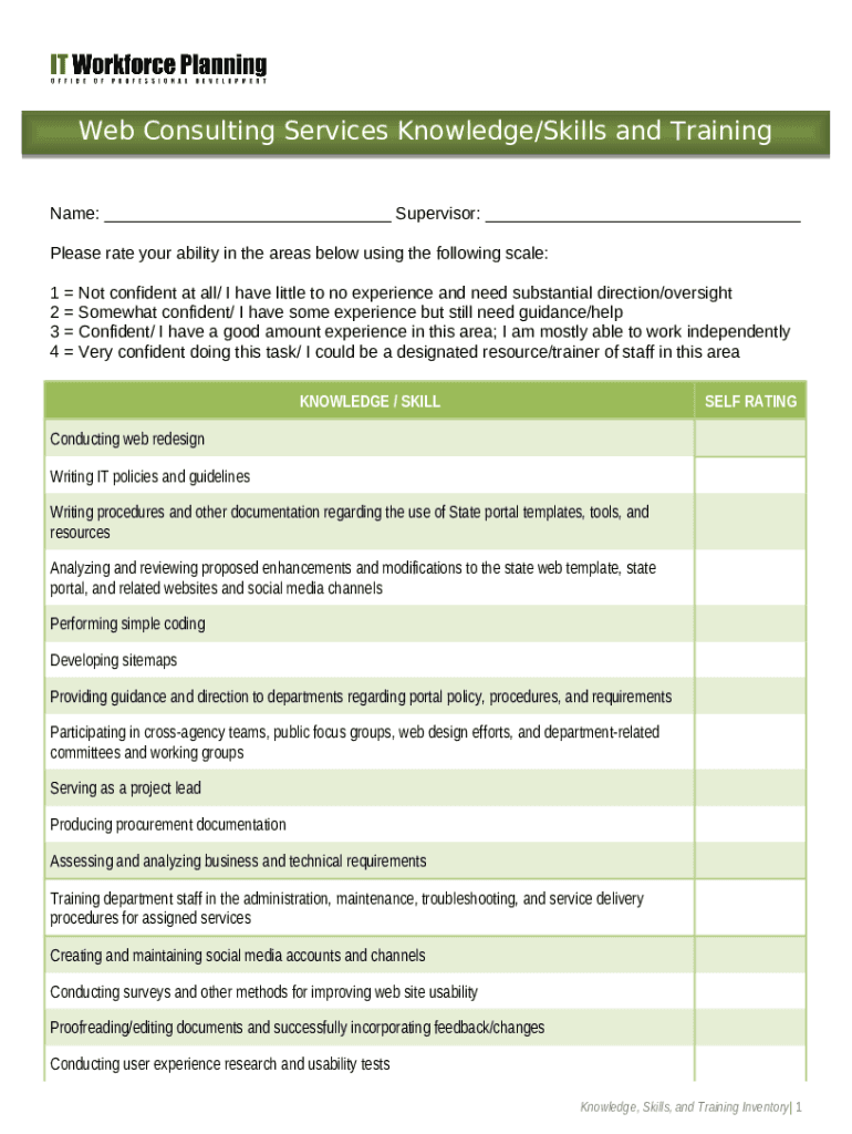Employee Knowledge, Skills, and Training Inventory IT Sample Doc