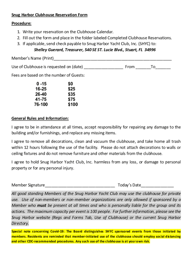 Fillable Online SNUG HARBOR YACHT CLUB, INC NOTICE OF INTENTION TO LEASE Fax Email Print pdfFiller