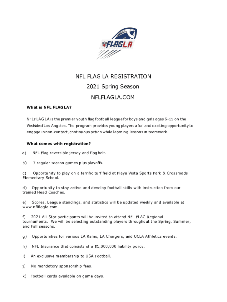 Fillable Online Flag Football Rules NFL FLAG Fax Email Print pdfFiller