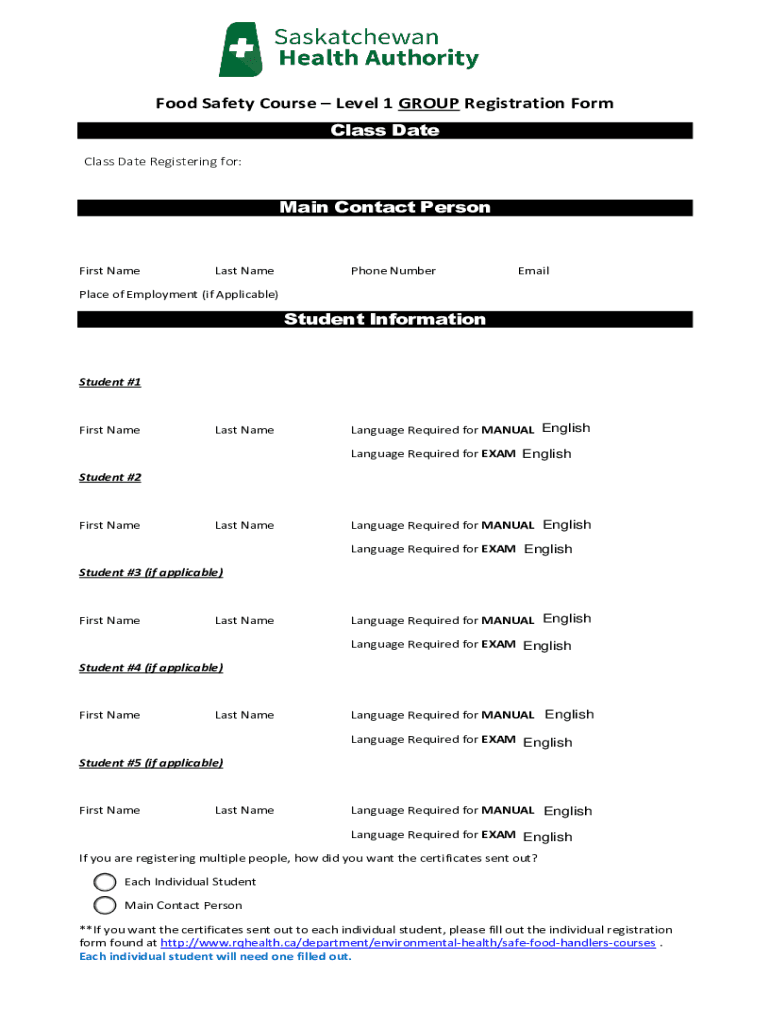 Fillable Online FOOD SAFETY COURSE LEVEL 1 (REFRESHER) NTUC
