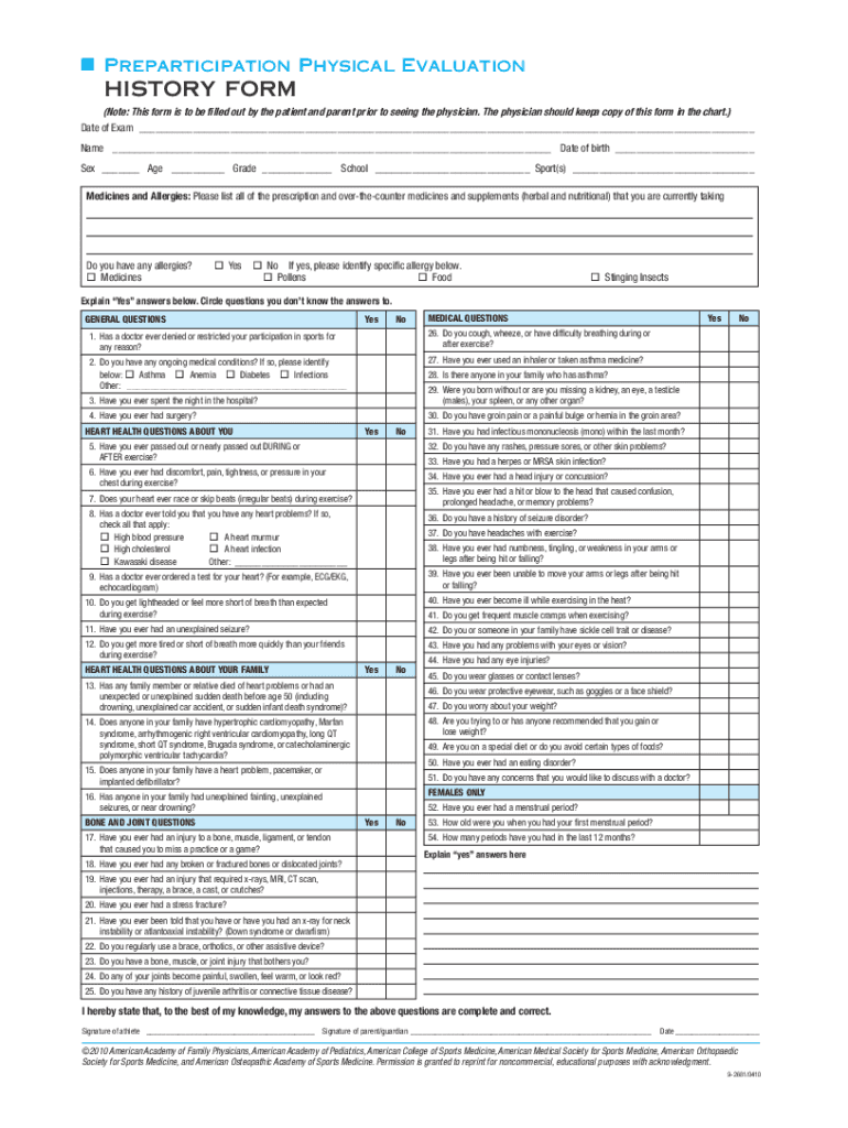 Fillable Online Initial Preventive Physical Examination Form Fax Email