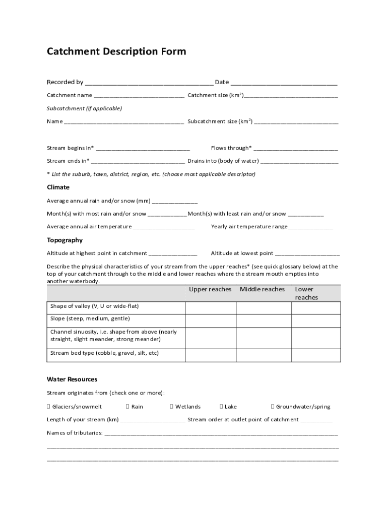 Fillable Online Catchment definition of catchment by The Free