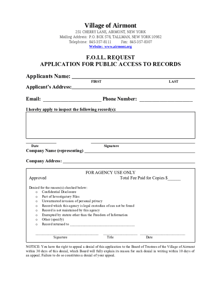 Fillable Online Village Of Airmont Building Department Fill Online