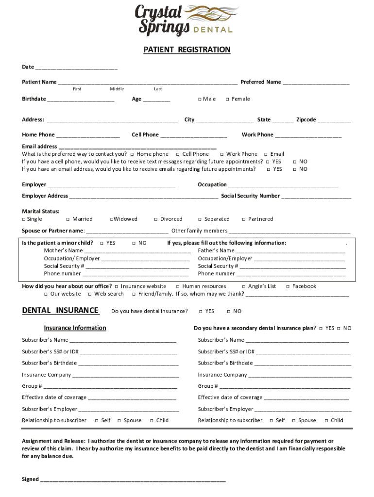 Fillable Online CSD Medical History Form Crystal Springs Dental Fax Email Print pdfFiller