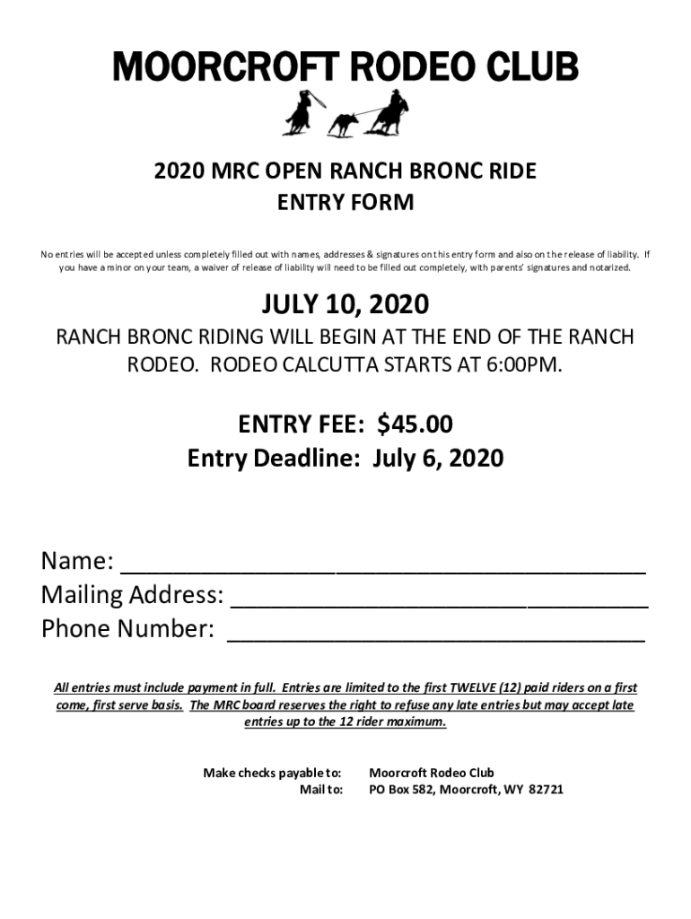 Fillable Online Moorcroft RodeoThe Moorcroft Area Chamber of Commerce