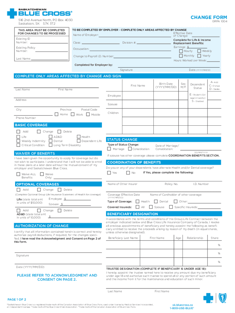 Fillable Online Submit a Claim Form Saskatchewan Blue Cross Fax Email