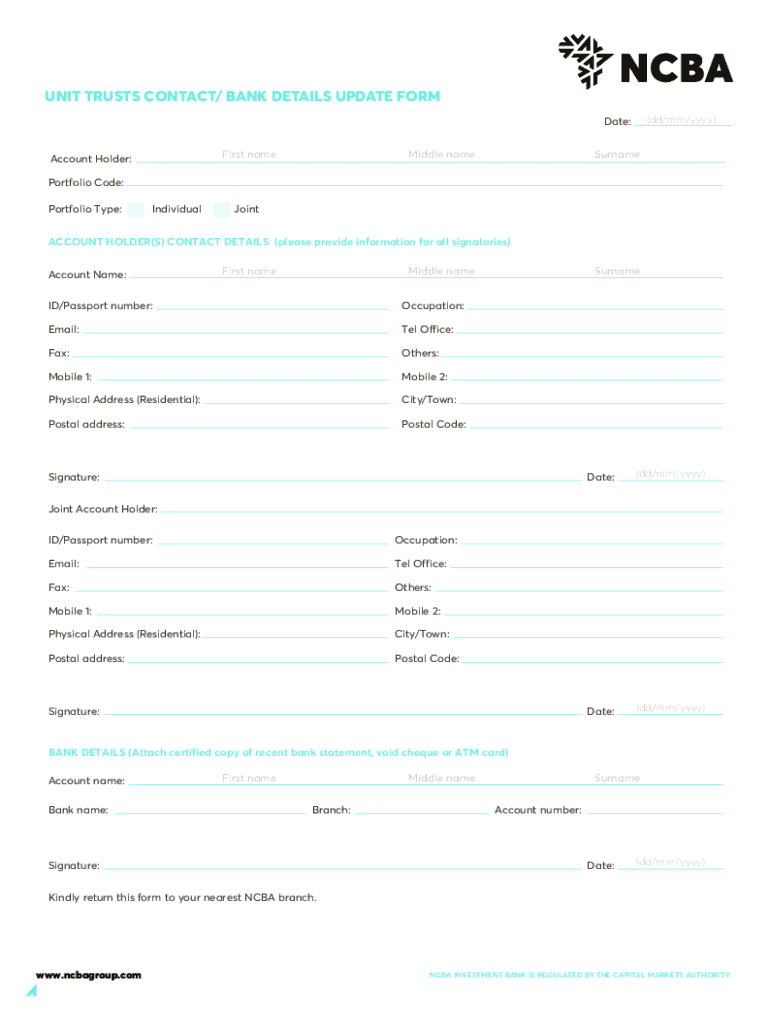 Fillable Online Unit Trust Contact Update Form Fax Email Print pdfFiller