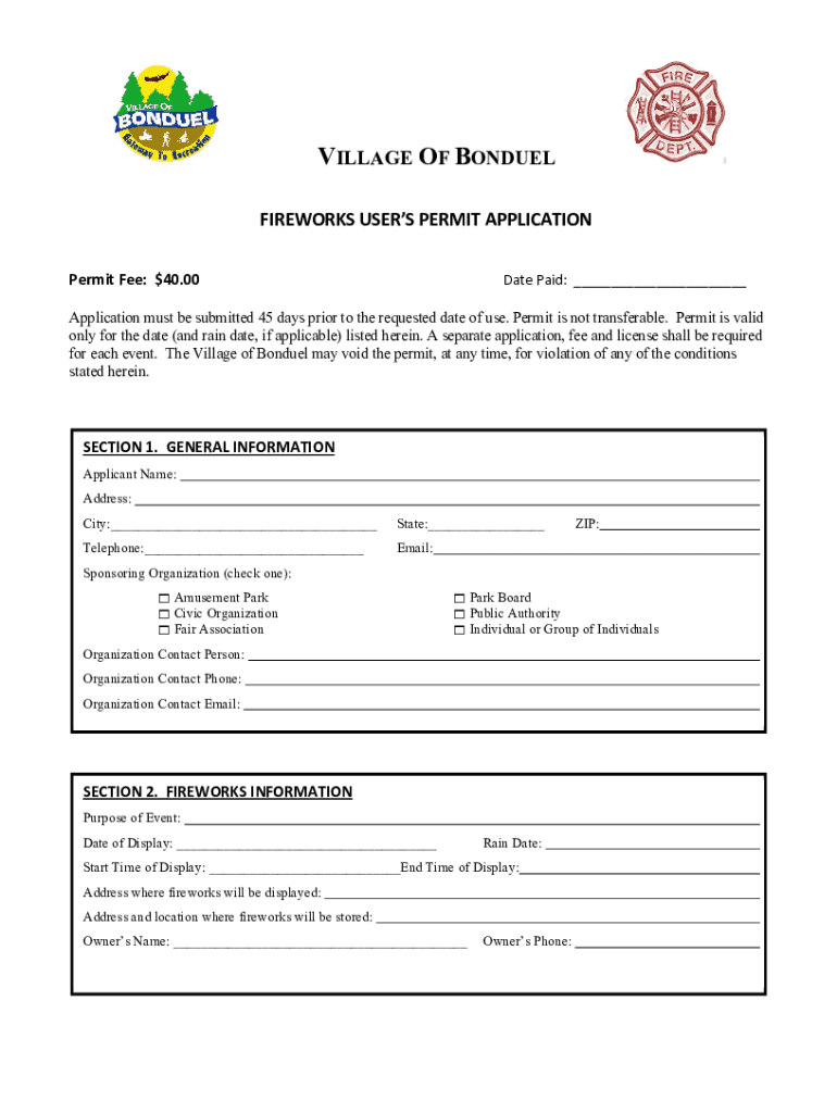 Fillable Online Village of Bonduel Application for an Operators License
