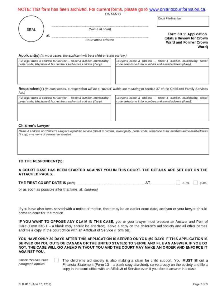 FLR8B.1 Ontario Court s ontariocourts on Doc Template pdfFiller