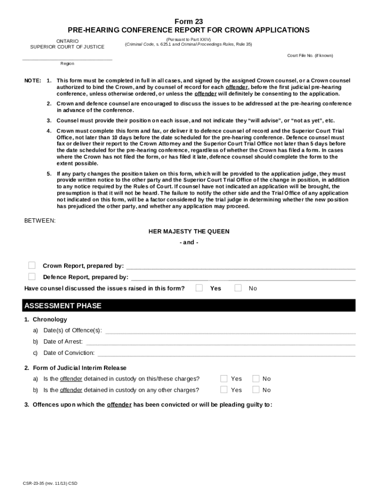 CSR2335 Ontario Court s ontariocourts on Doc Template pdfFiller