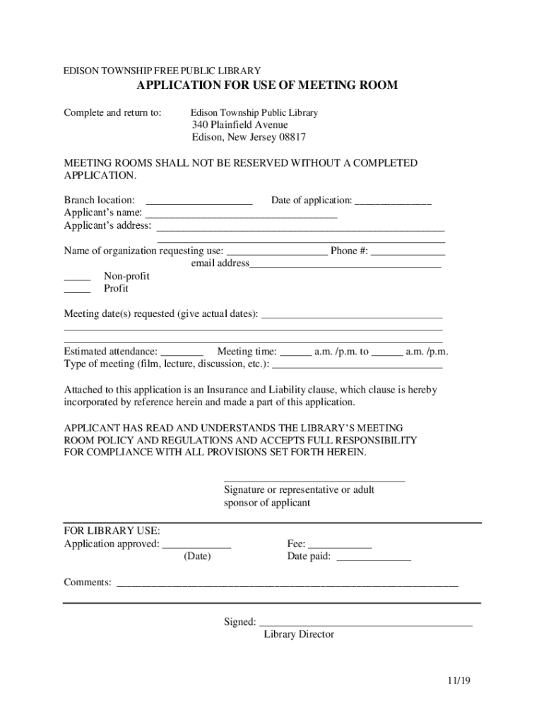Fillable Online Edison Township Public Library Fax Email Print pdfFiller