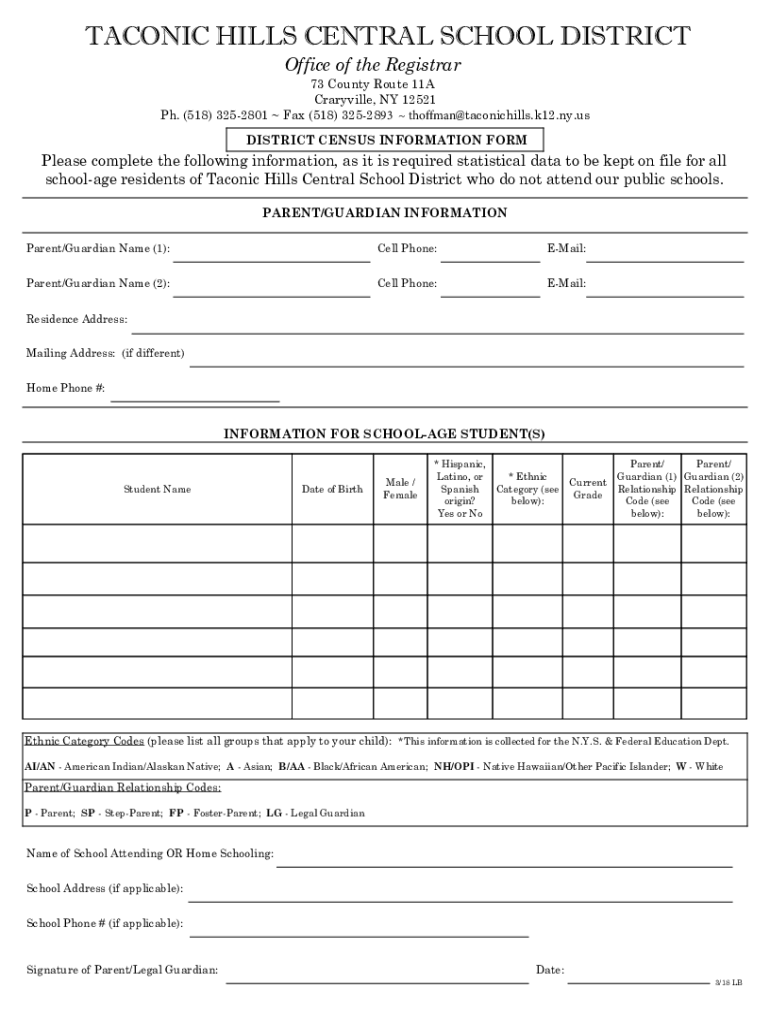 Fillable Online School Tax Information Taconic Hills Central School