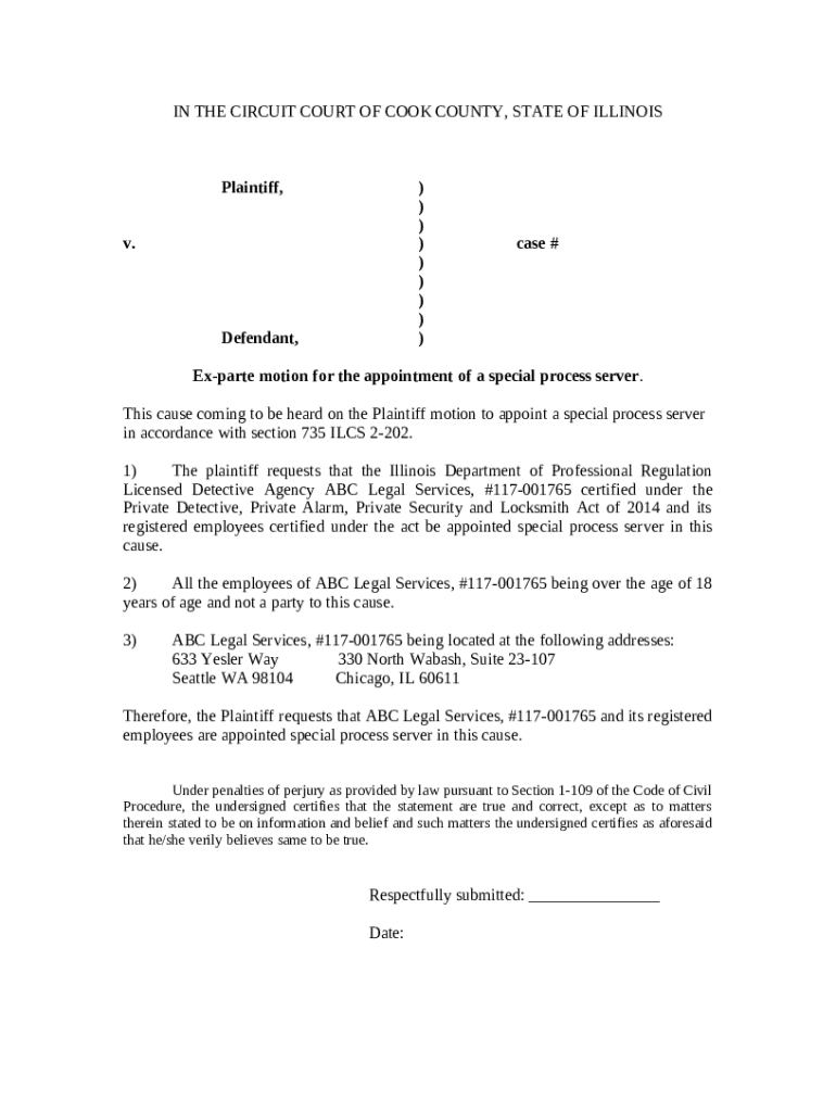 IN THE CIRCUIT COURT OF COOK COUNTY, STATE OF Doc Template pdfFiller