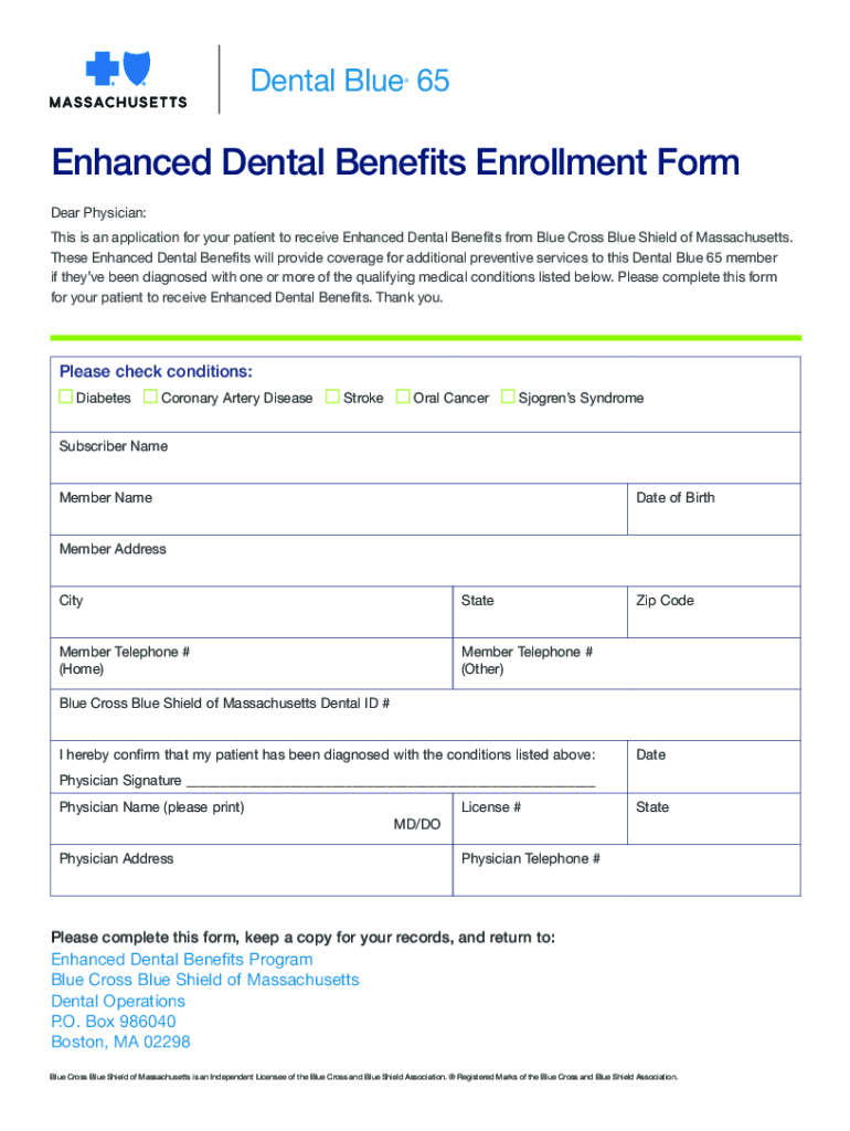 Fillable Online Enhanced Dental Benefits Enrollment Form Fax Email