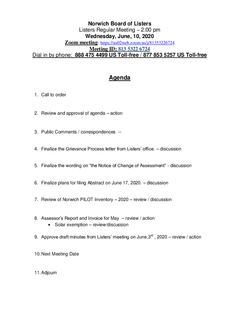 Fillable Online norwich vt Norwich Board of Listers Fax Email Print