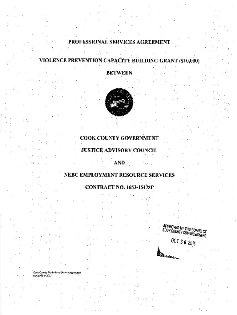 Fillable Online PROFESSIONAL SERVICES AGREEMENT opendocs.cookcountyil