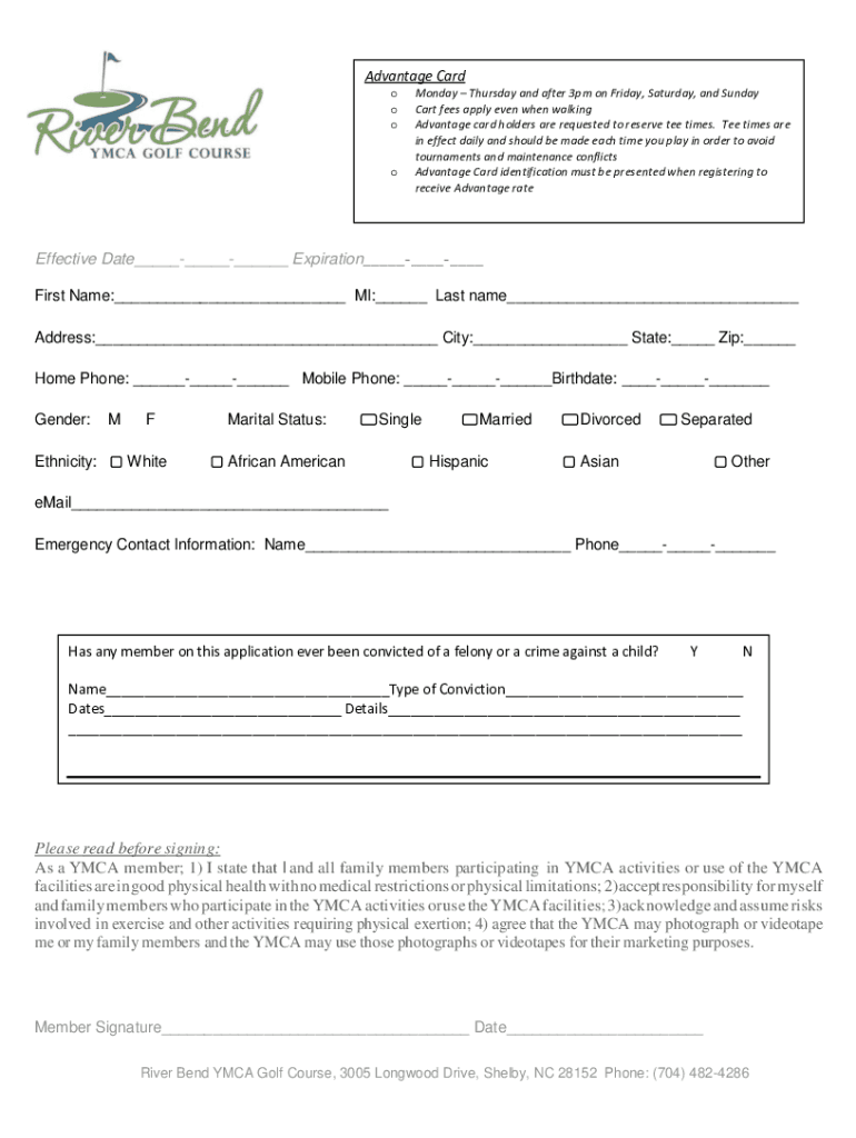 Fillable Online As a I YMCA member; 1) I state that and all family