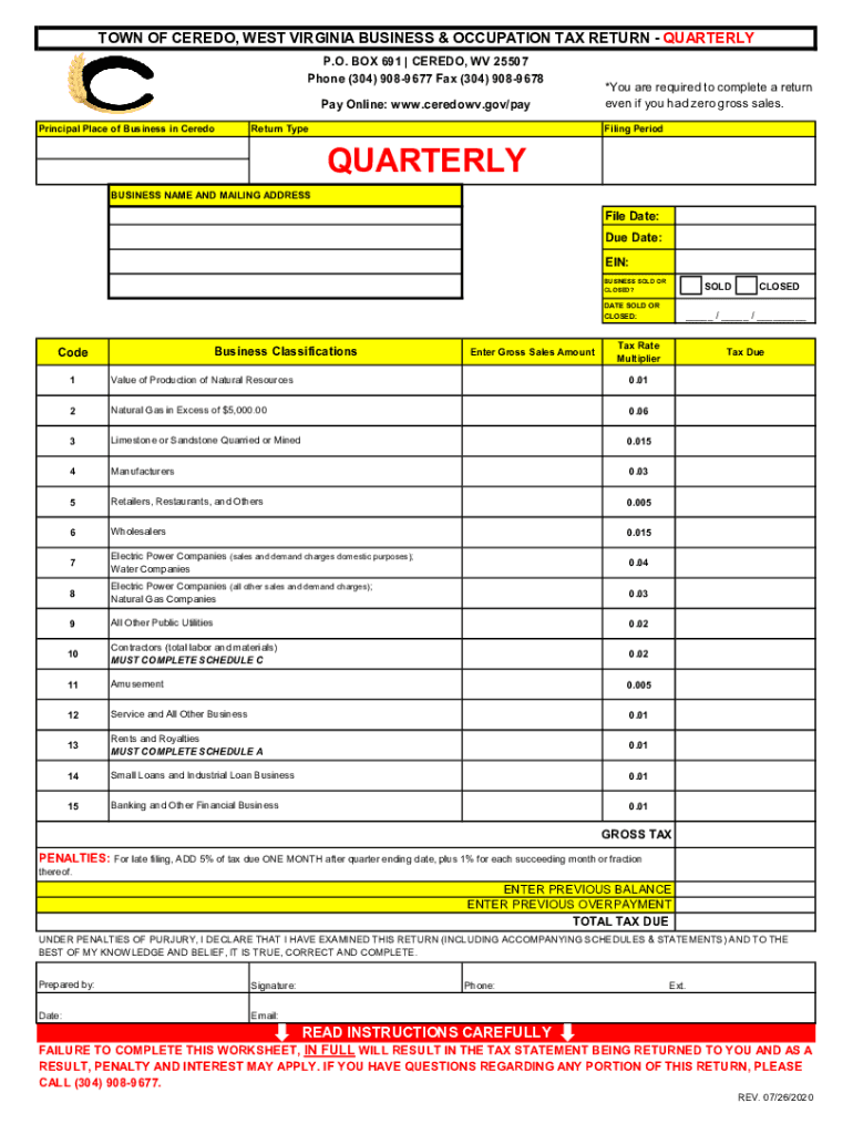 Fillable Online B & O Tax Form Fax Email Print pdfFiller