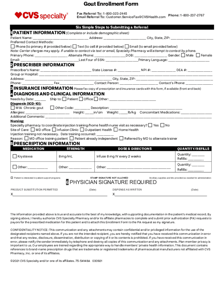 Fillable Online CVS Health Specialty Pharmacy Enrollment Form Fax Email Print pdfFiller