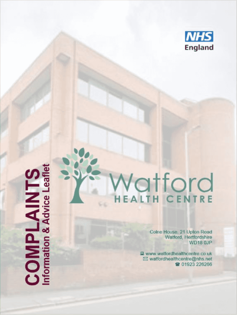 Fillable Online Watford Health Centre Fax Email Print pdfFiller