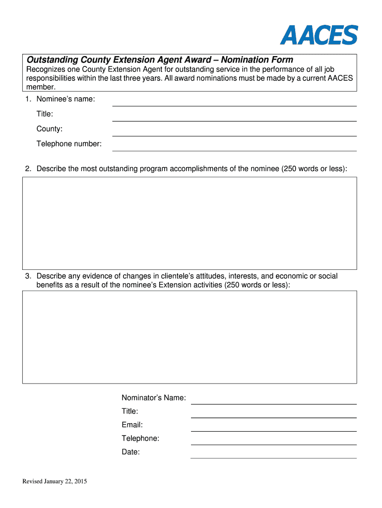 Fillable Online uaex Outstanding County Extension Agent Award