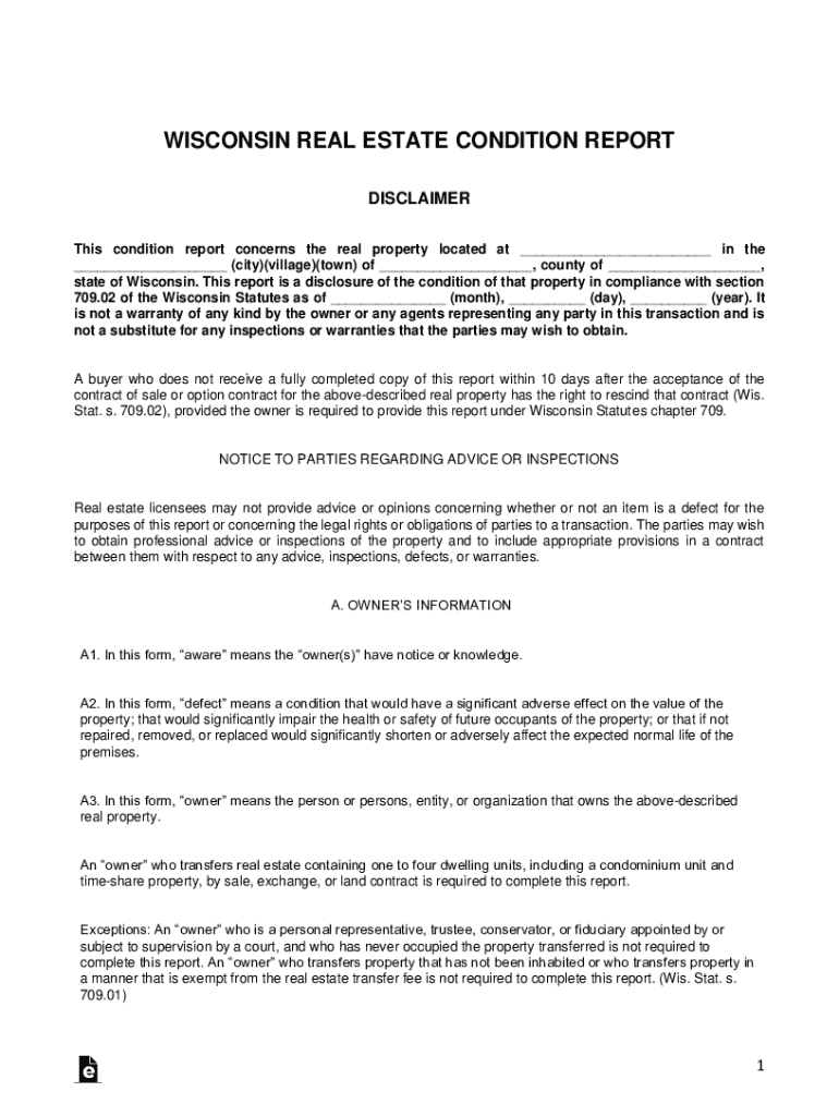 Fillable Online REAL ESTATE CONDITION REPORT2021 Disclosure
