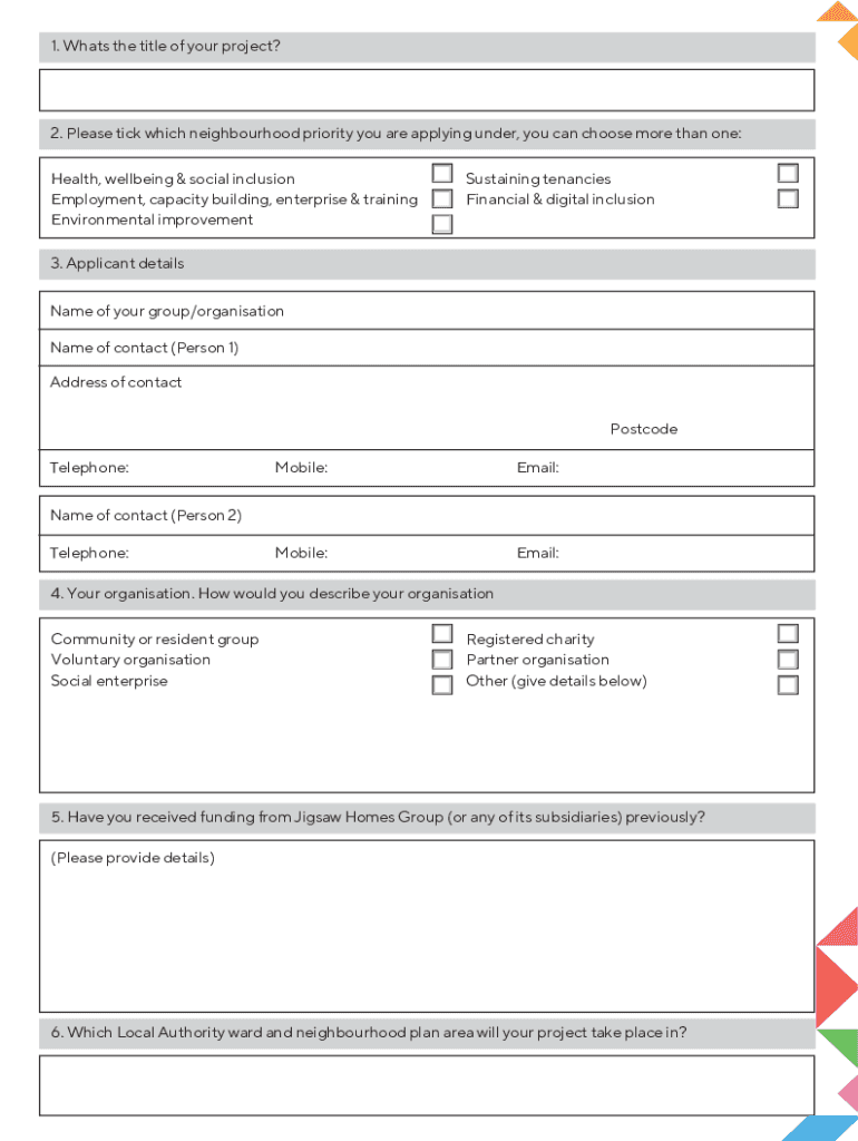 Fillable Online Final Jigsaw Foundation Application Form Jigsaw Homes
