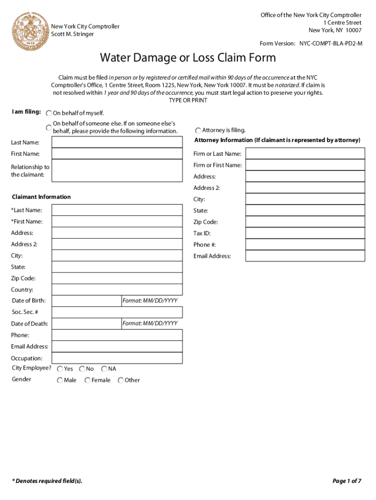 Water Damage Claim Form Fill Online, Printable, Fillable, Blank