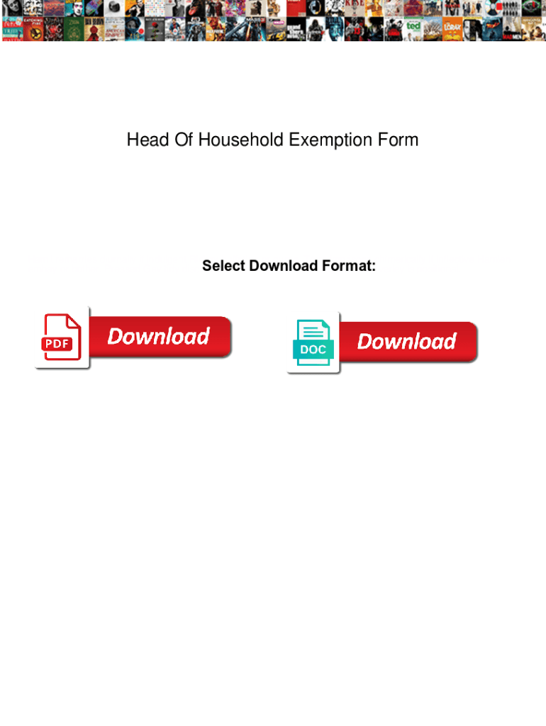 Fillable Online Head Of Household Exemption Form. Head Of Household